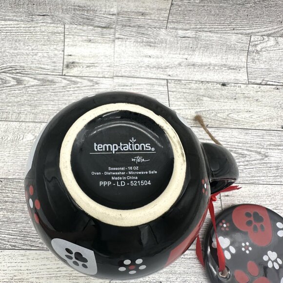 Temptations by Tara 16 oz. Dog Paws Heart Black Mug & Ornament/Lid - Picture 7 of 7